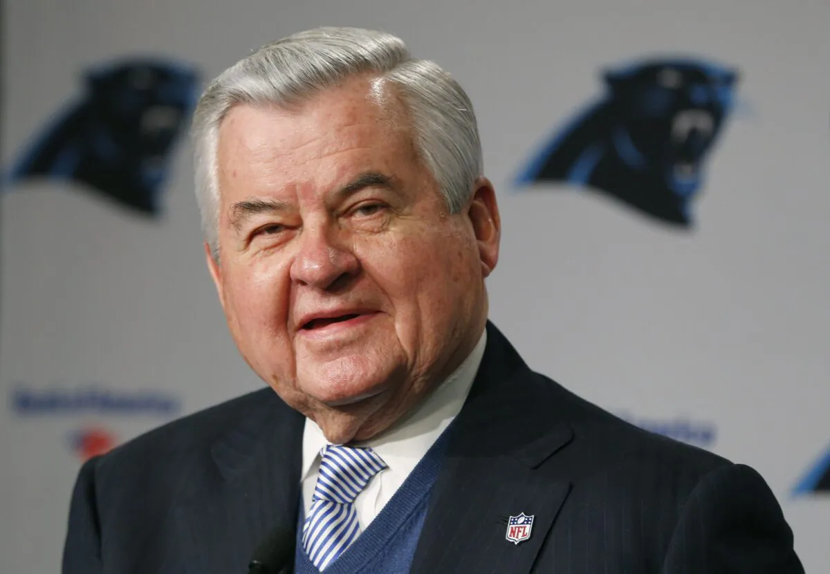 Carolina Panthers owner Jerry Richardson speaks during a news conference for the NFL football team in Charlotte, N.C., on Jan. 15, 2013. (Chuck Burton/AP Photo)
