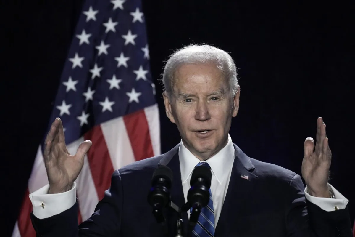 President Joe Biden speaks during the annual House Democrats Issues Conference at the Hyatt Regency Hotel in Baltimore on March 1, 2023. (Drew Angerer/Getty Images)