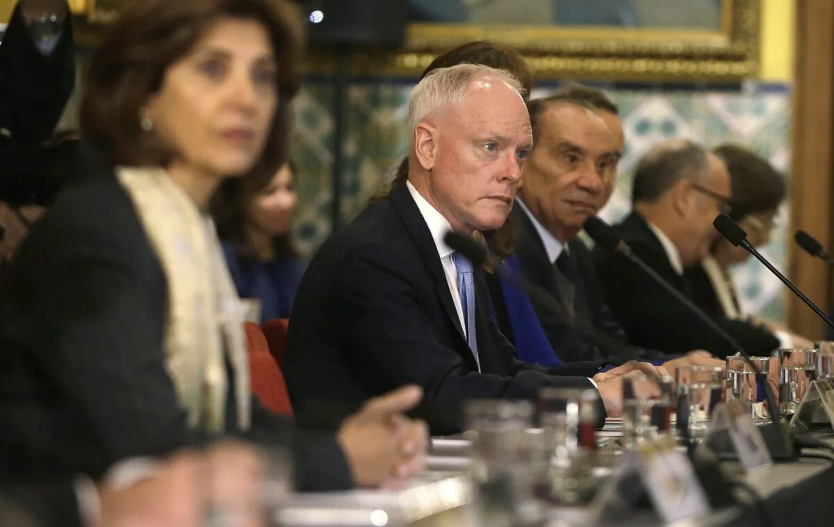 Deputy Minister of Foreign Affairs David Morrison takes part in the meeting to discuss the Venezuelan political crisis, in Lima, Peru, Tuesday, Aug. 8, 2017. (AP Photo/Martin Mejia)