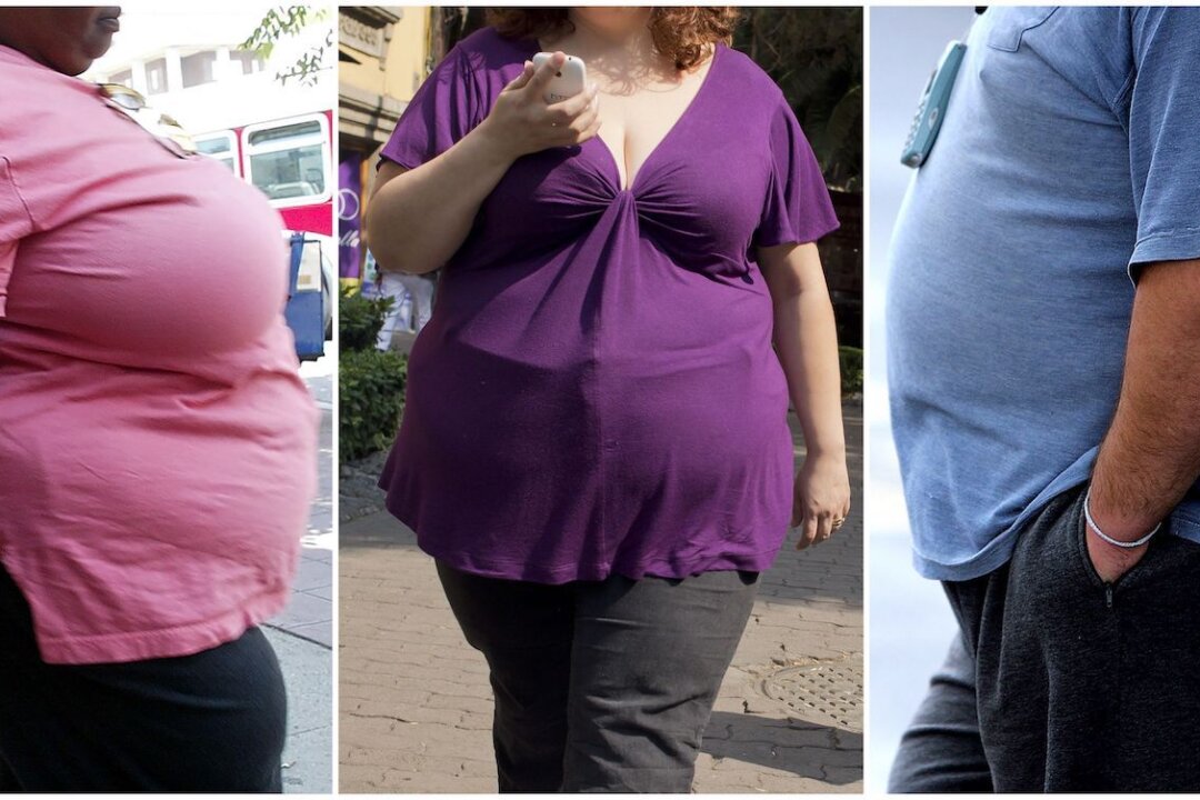 This combination of file photos made in 2016 shows (from L) obese people in Los Angeles, Mexico City and Manchester. (Robyn Beck, Ronaldo Schemidt, Paul Ellis/AFP via Getty Images)