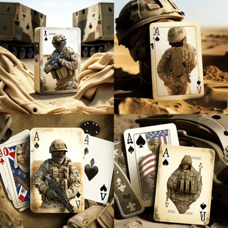 "Iraq Cards." (MidJourney AI creation by Charles Faint)