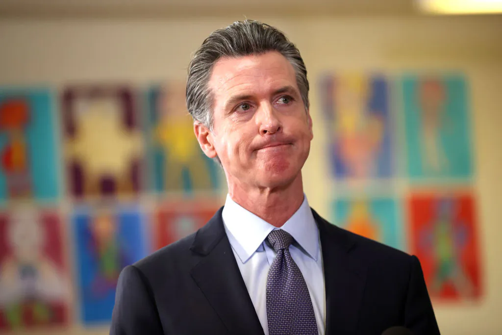 California Gov. Gavin Newsom speaks during a news conference after meeting with students at James Denman Middle School in San Francisco on Oct. 1, 2021. (Justin Sullivan/Getty Images)