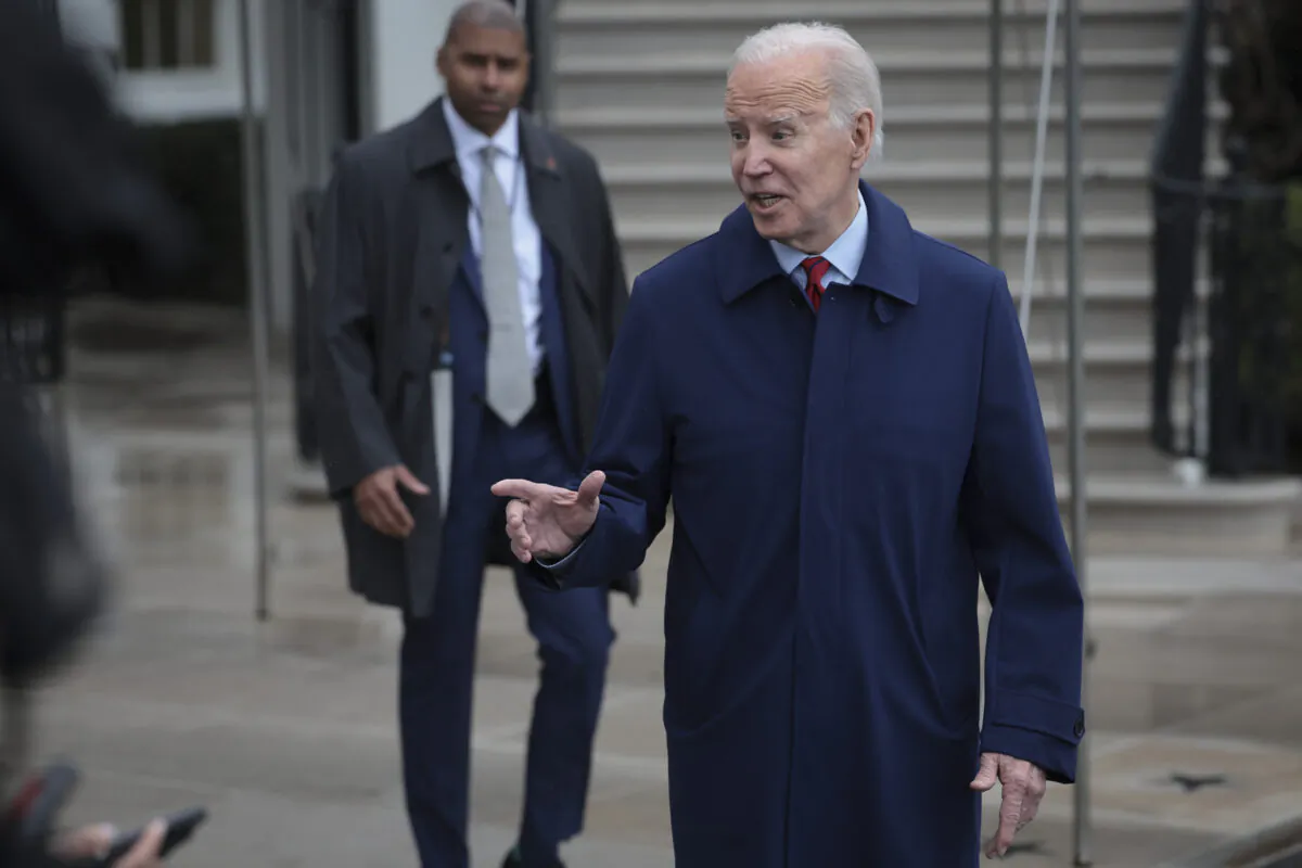 President Joe Biden speaks to reporters as he departs the White House on March 3, 2023. (Win McNamee/Getty Images)