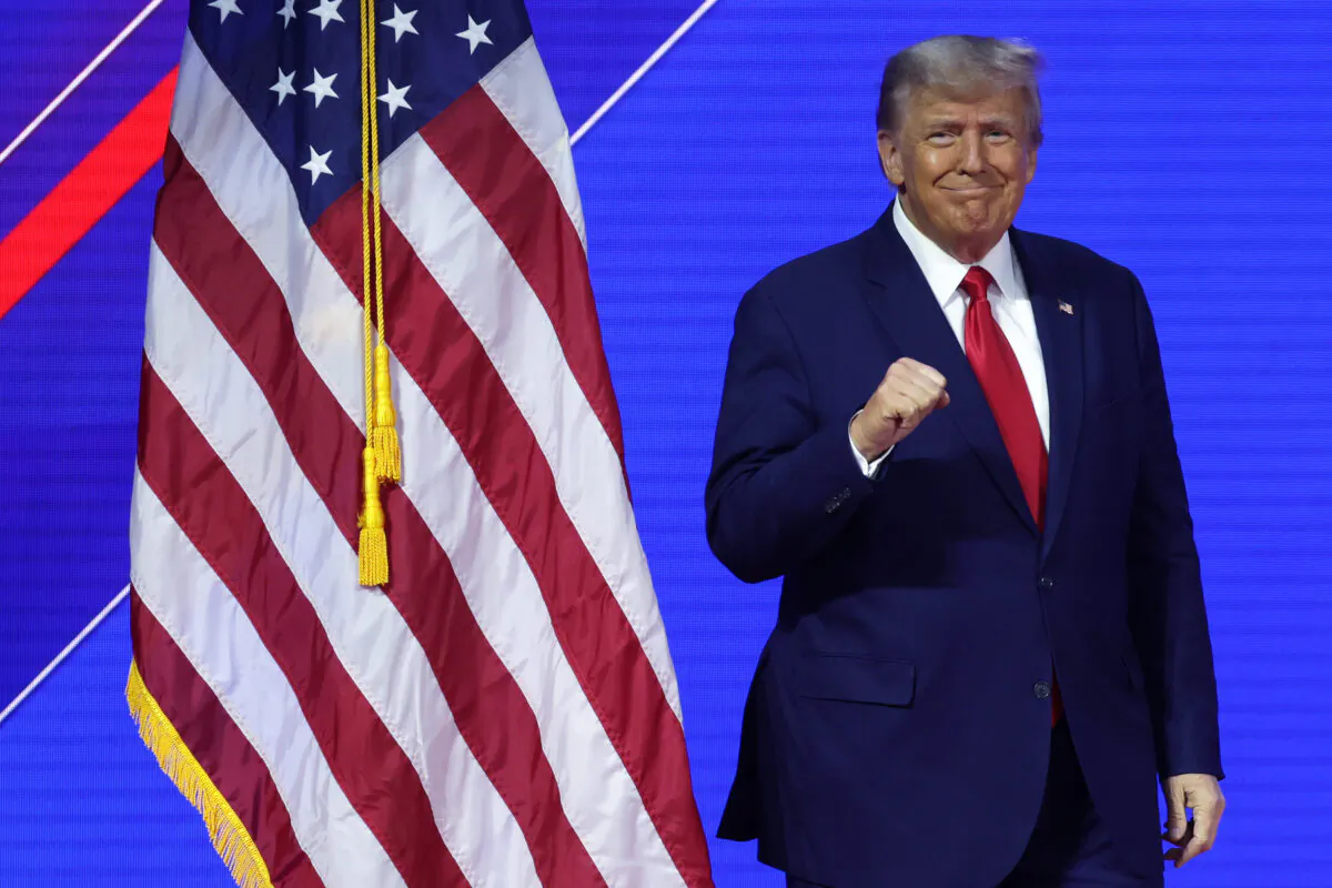 Former President Donald Trump arrives to address the annual Conservative Political Action Conference (CPAC) at Gaylord National Resort & Convention Center in National Harbor, Md., on March 4, 2023. (Alex Wong/Getty Images)