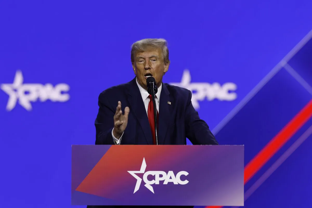 Former President Donald Trump addresses the annual Conservative Political Action Conference (CPAC) at Gaylord National Resort & Convention Center in National Harbor, Md., on March 4, 2023. (Anna Moneymaker/Getty Images)