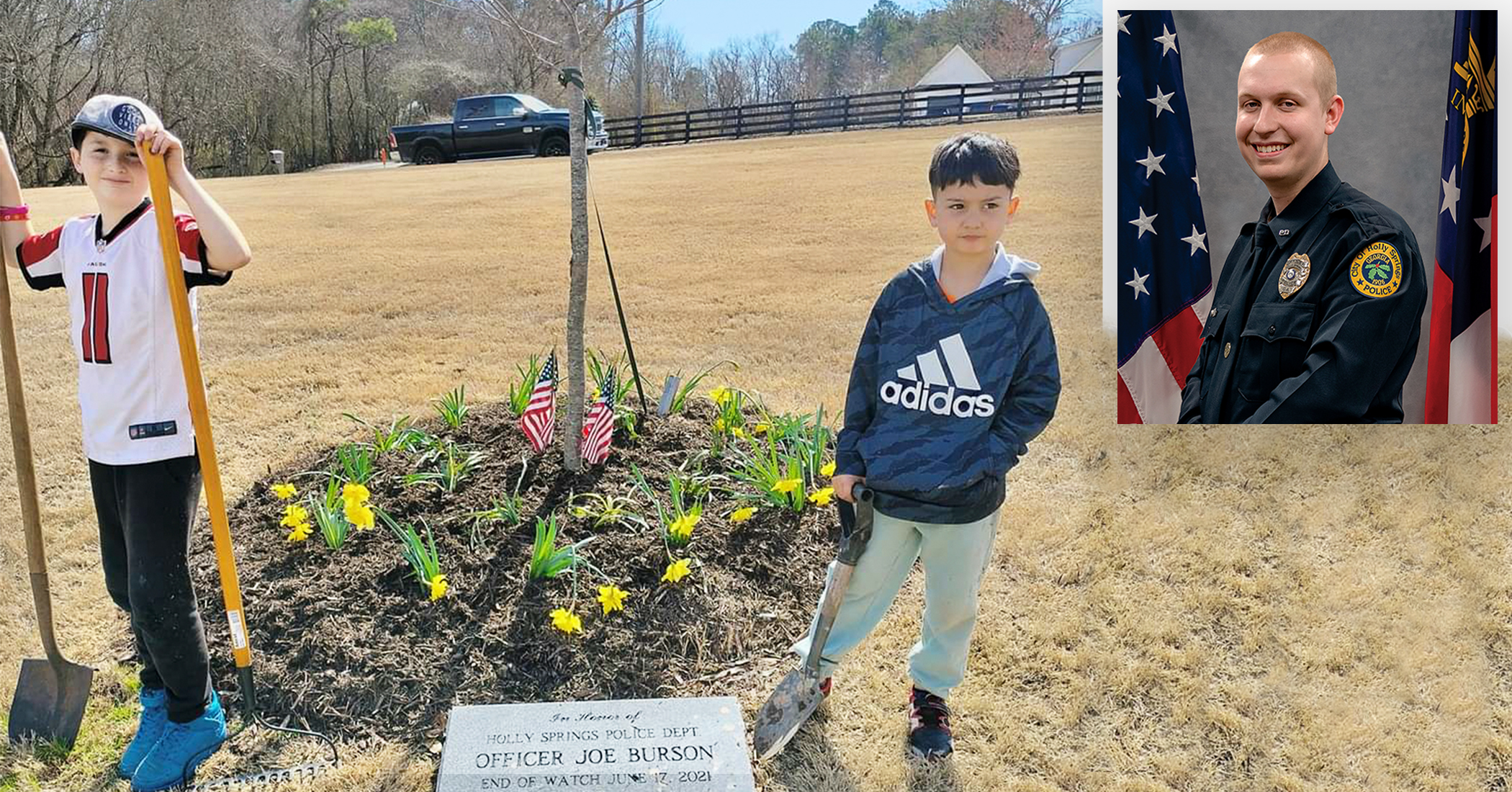 NextImg:Boys spend weekend planting flowers at memorial of young officer killed in the line of duty