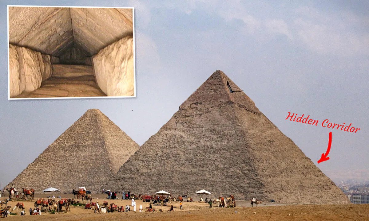 (Background: Amir Makar/AFP via Getty Images; Inset: The Egyptian Ministry of Antiquities/Handout via Reuters)