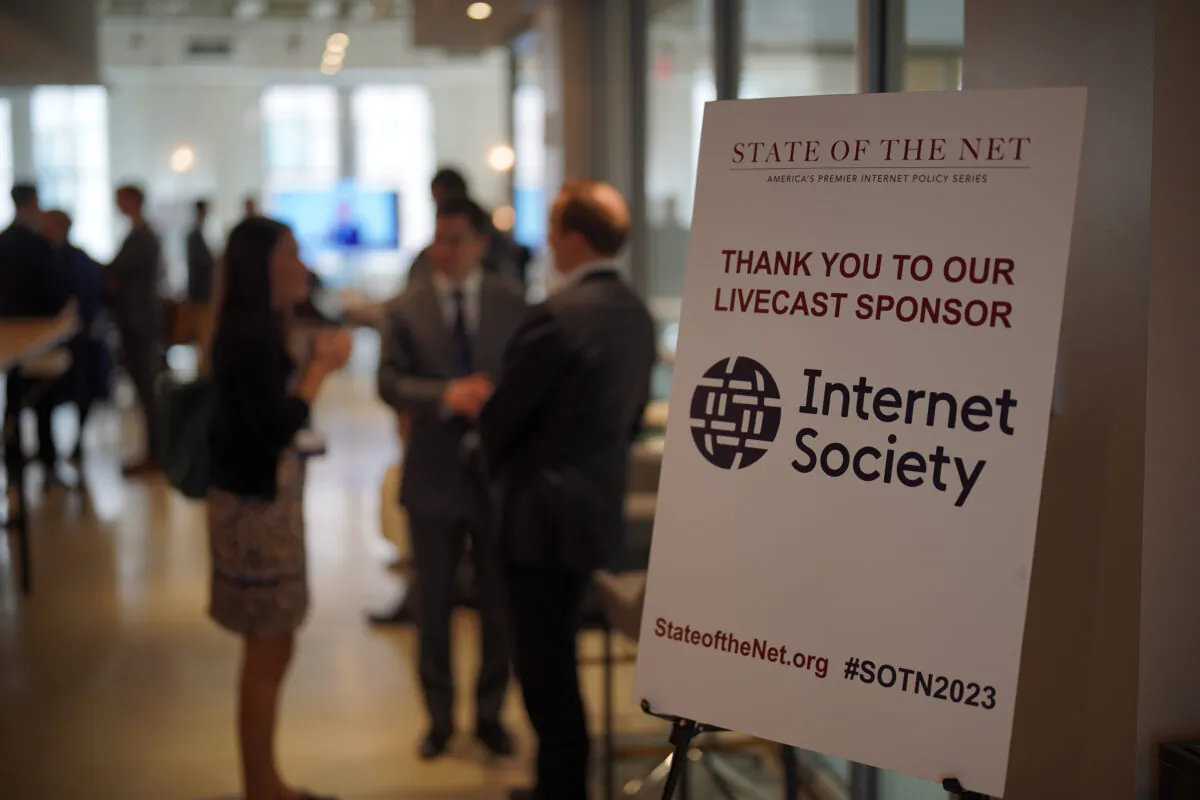 Attendees mingle at the State of the Net 2023 conference in Washington, D.C., on March 6, 2023. (Courtesy of Internet Education Foundation)