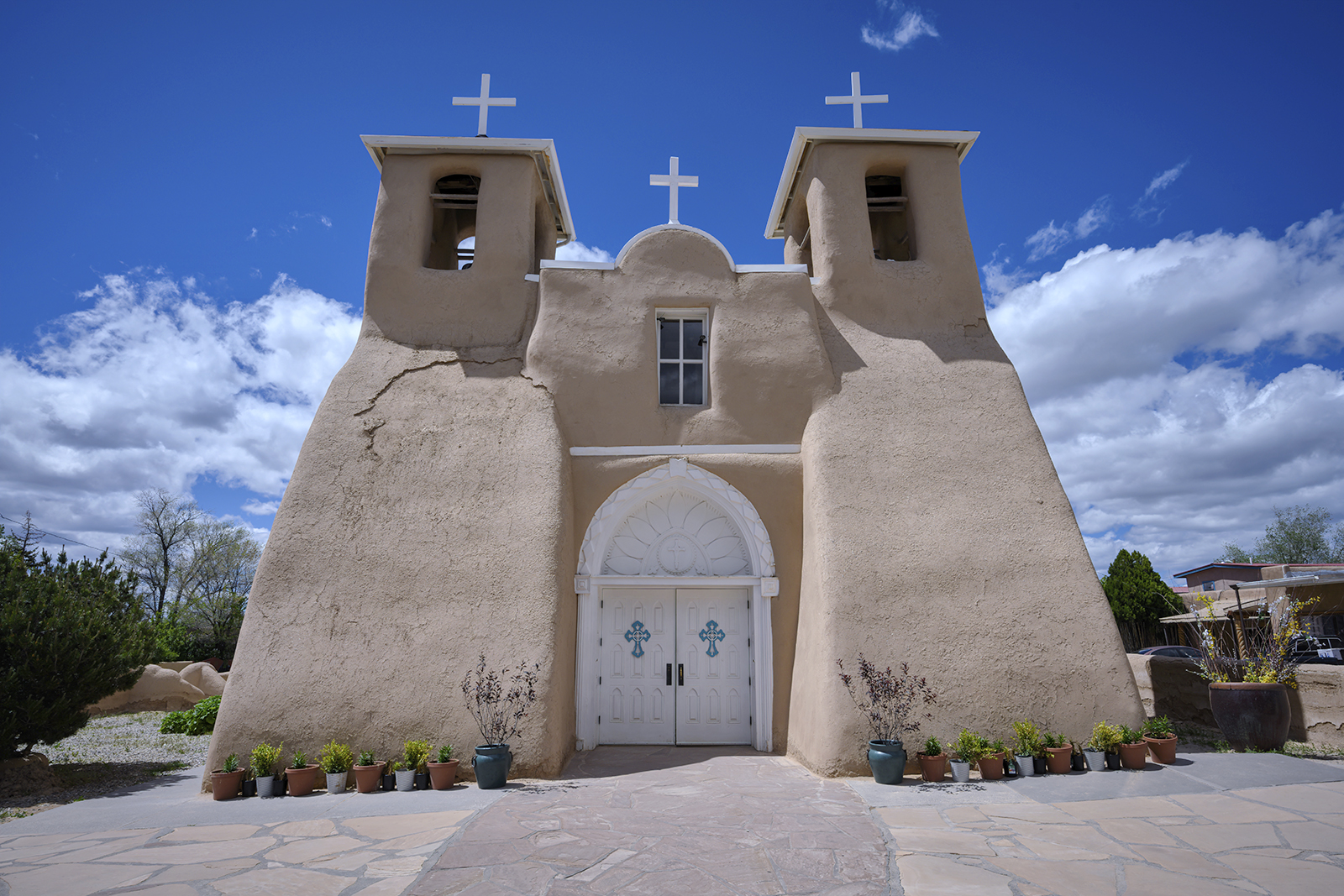 View of the front of San Francisco de Asis Mission Church, Ranchos de Taos, New Mexico