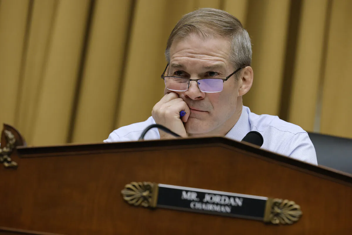 House Judiciary Committee Chairman Jim Jordan (R-Ohio) presides over a hearing of the Weaponization of the Federal Government Subcommittee in the Rayburn House Office Building on Capitol Hill on Feb. 9, 2023. (Chip Somodevilla/Getty Images)