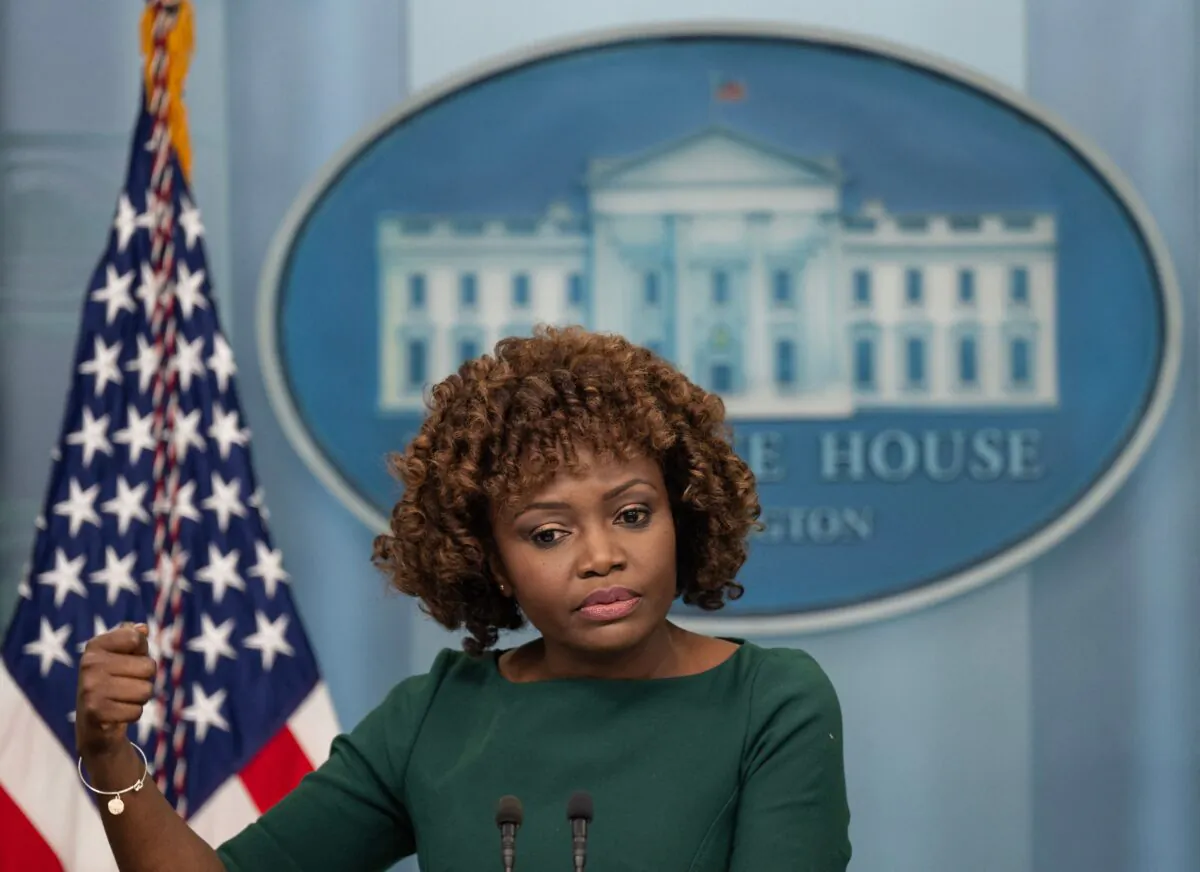 White House press secretary Karine Jean-Pierre speaks during the daily press briefing in the Brady Press Briefing Room of the White House on March 3, 2023. (Andrew Caballero-Reynolds/AFP via Getty Images)