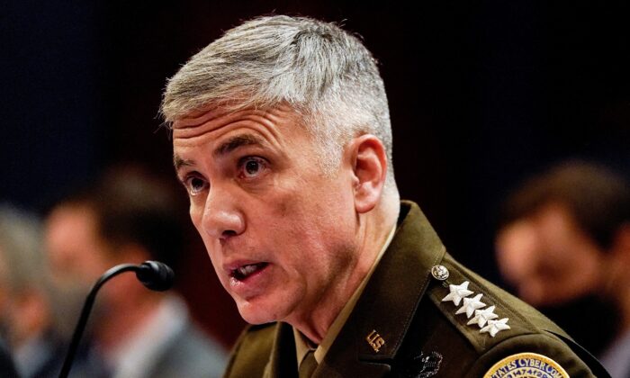 National Security Agency Director Gen. Paul Nakasone testifies before a House (Select) Intelligence Committee hearing on diversity in the Intelligence Community on Capitol Hill in Washington on Oct. 27, 2021. (Elizabeth Frantz/Reuters)