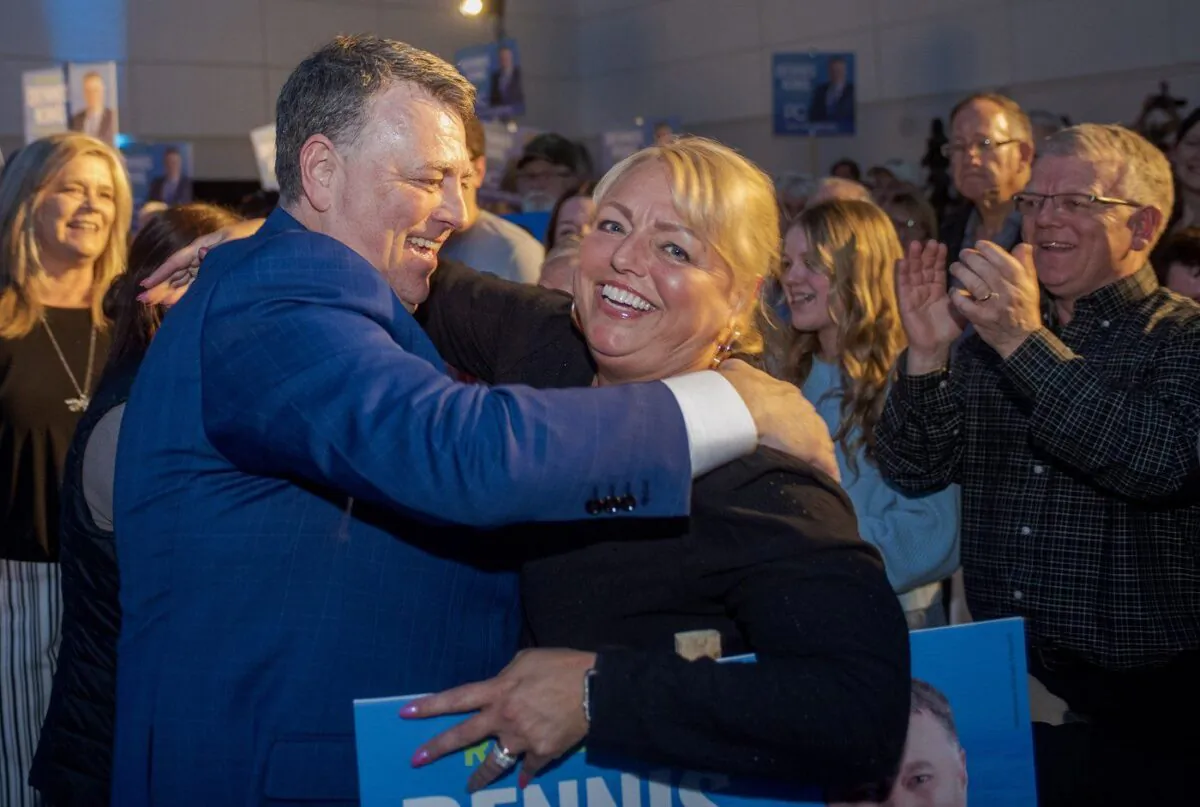 Prince Edward Island premier Dennis King, leader of the Progressive Conservative Party, greets supporters at his event in Winsloe South, P.E.I. on Mar. 6, 2023. (The Canadian Press/Brian McInnis)
