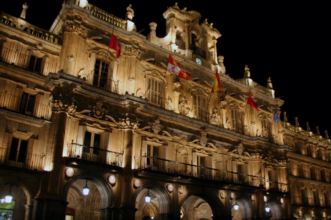 Plaza Mayor, Spain's greatest square, sparkles at night. (Pat O'Connor)