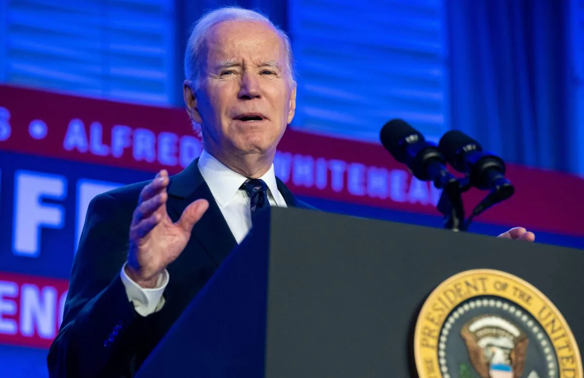 President Joe Biden speaks during the 2023 International Association of Fire Fighters Legislative Conference in Washington, D.C., on March 6, 2023. (Saul Loeb/AFP via Getty Images)