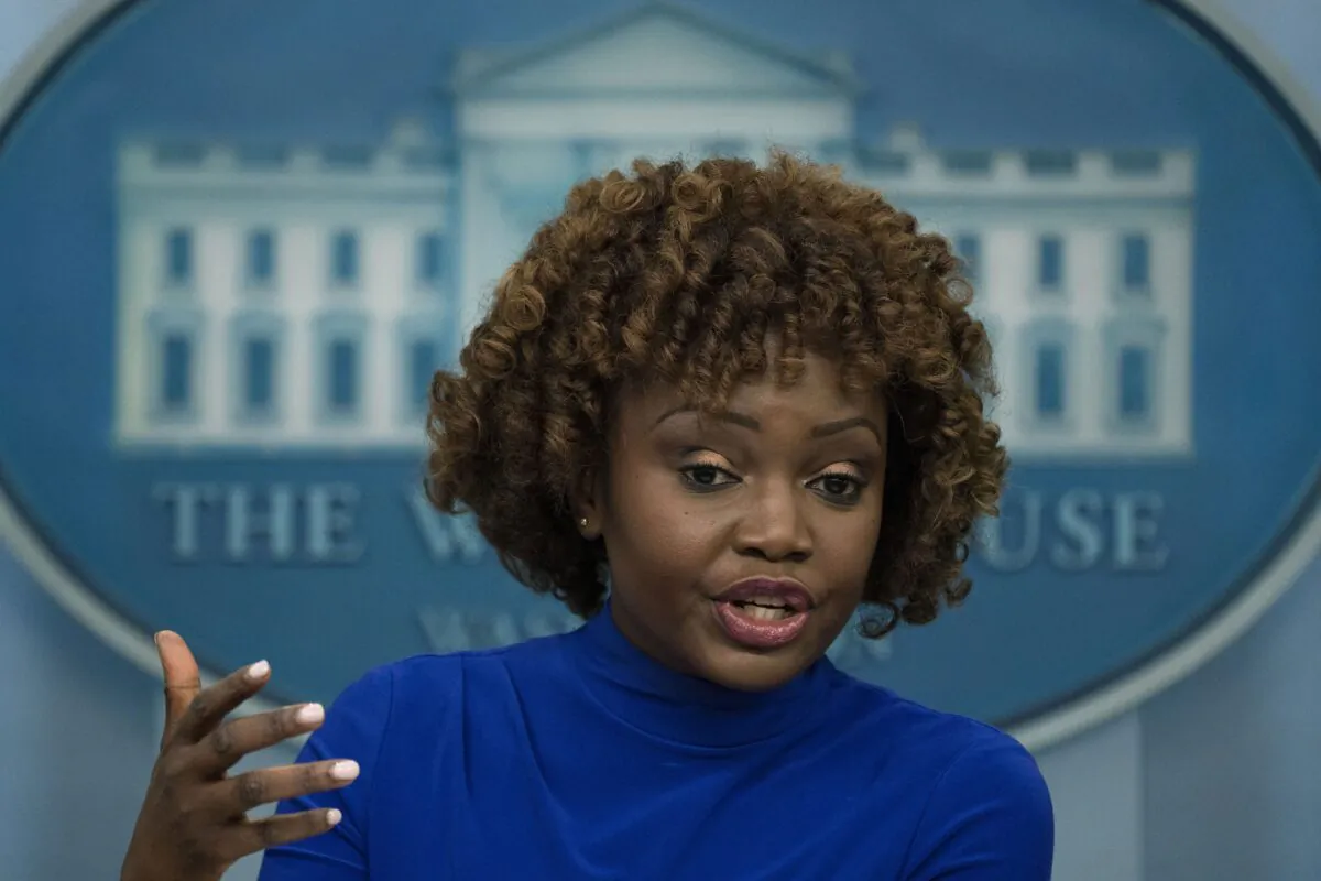 White House press secretary Karine Jean-Pierre, speaks during a press briefing at the White House on March 7, 2023. (Manuel Balce Ceneta/AP Photo)