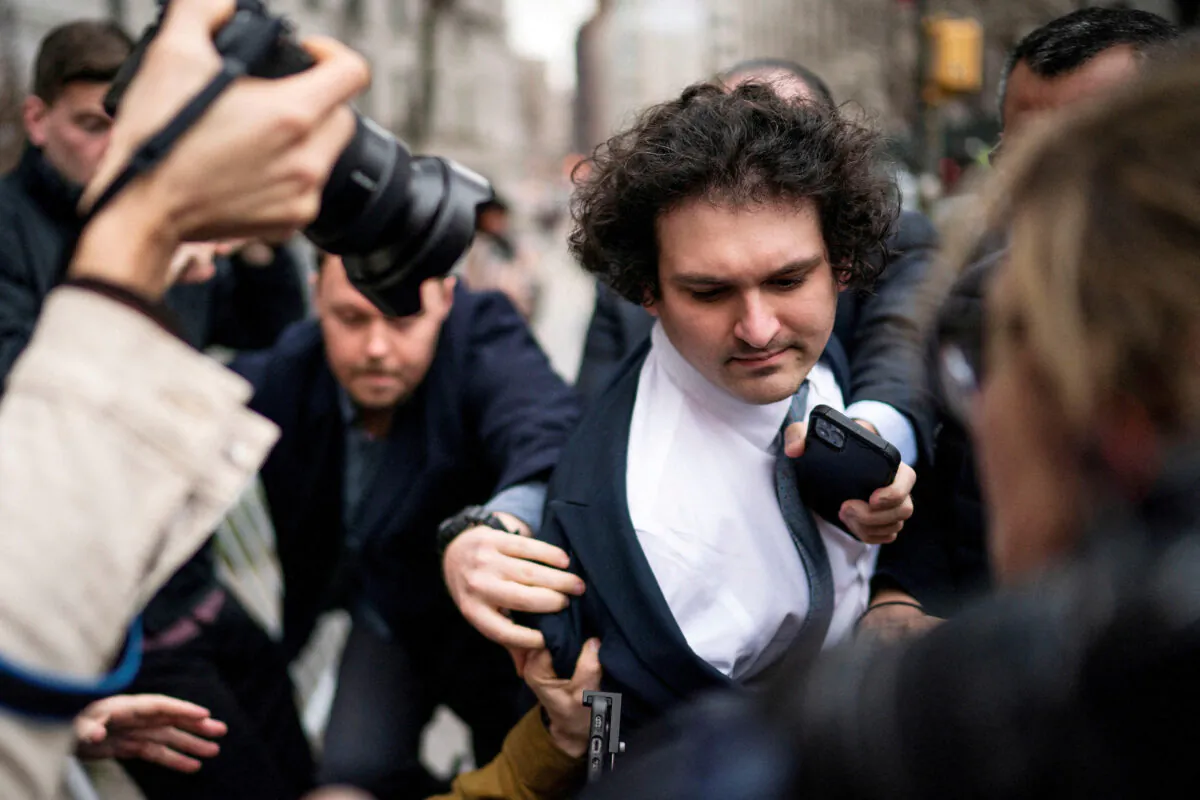 Former FTX Chief Executive Sam Bankman-Fried, who faces fraud charges over the collapse of the bankrupt cryptocurrency exchange, arrives to the Manhattan federal court in New York on Feb. 16, 2023. (Eduardo Munoz/Reuters)