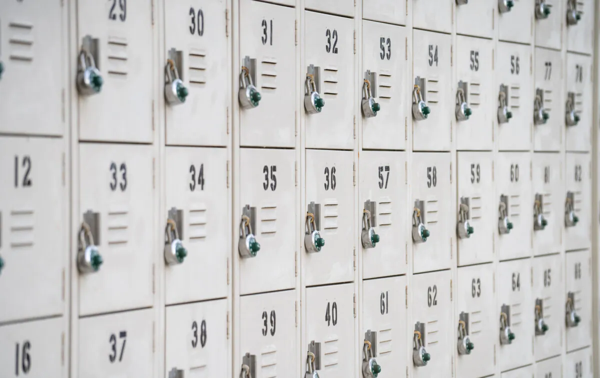 School lockers in Fullerton, Calif., on March 8, 2023. (John Fredricks/The Epoch Times)