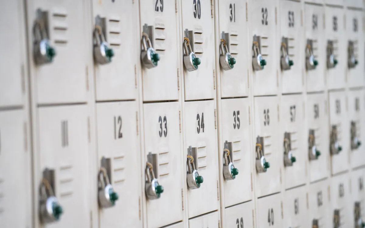 School lockers in Fullerton, Calif., on March 8, 2023. (John Fredricks/The Epoch Times)