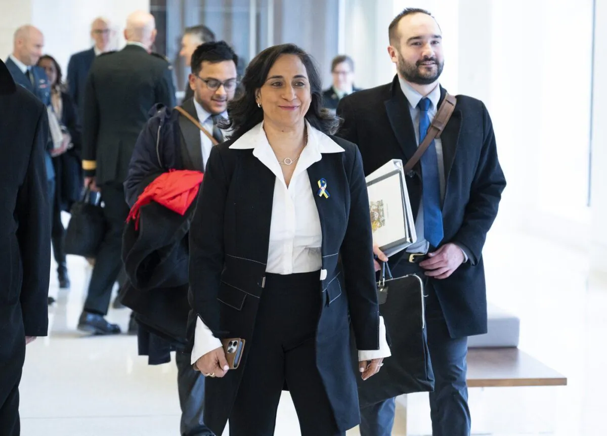 Minister of National Defence Anita Anand arrives to appear as a witness at the Standing Committee on National Defence, regarding the surveillance balloon from the People's Republic of China, in Ottawa, on Mar. 7, 2023. (The Canadian Press/Justin Tang)
