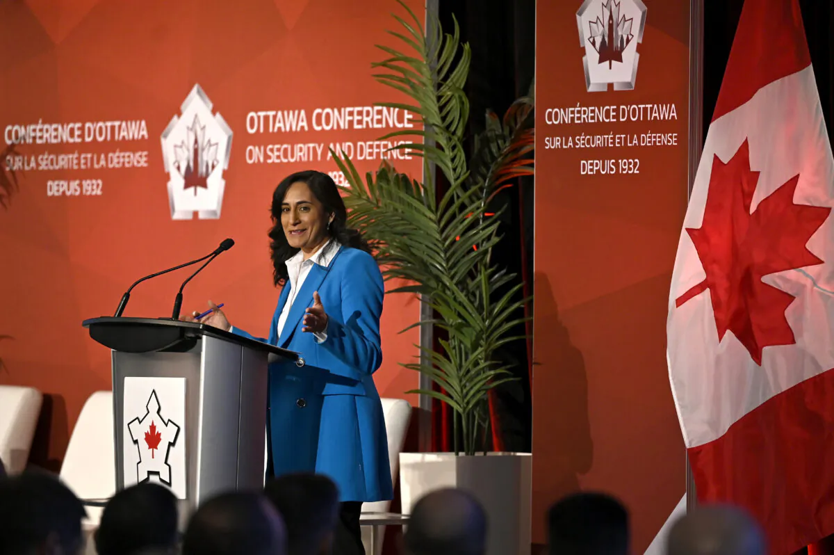 Minister of National Defence Anita Anand makes a keynote address at the Ottawa Conference on Security and Defence, in Ottawa, on March 9, 2023. (The Canadian Press/Justin Tang)