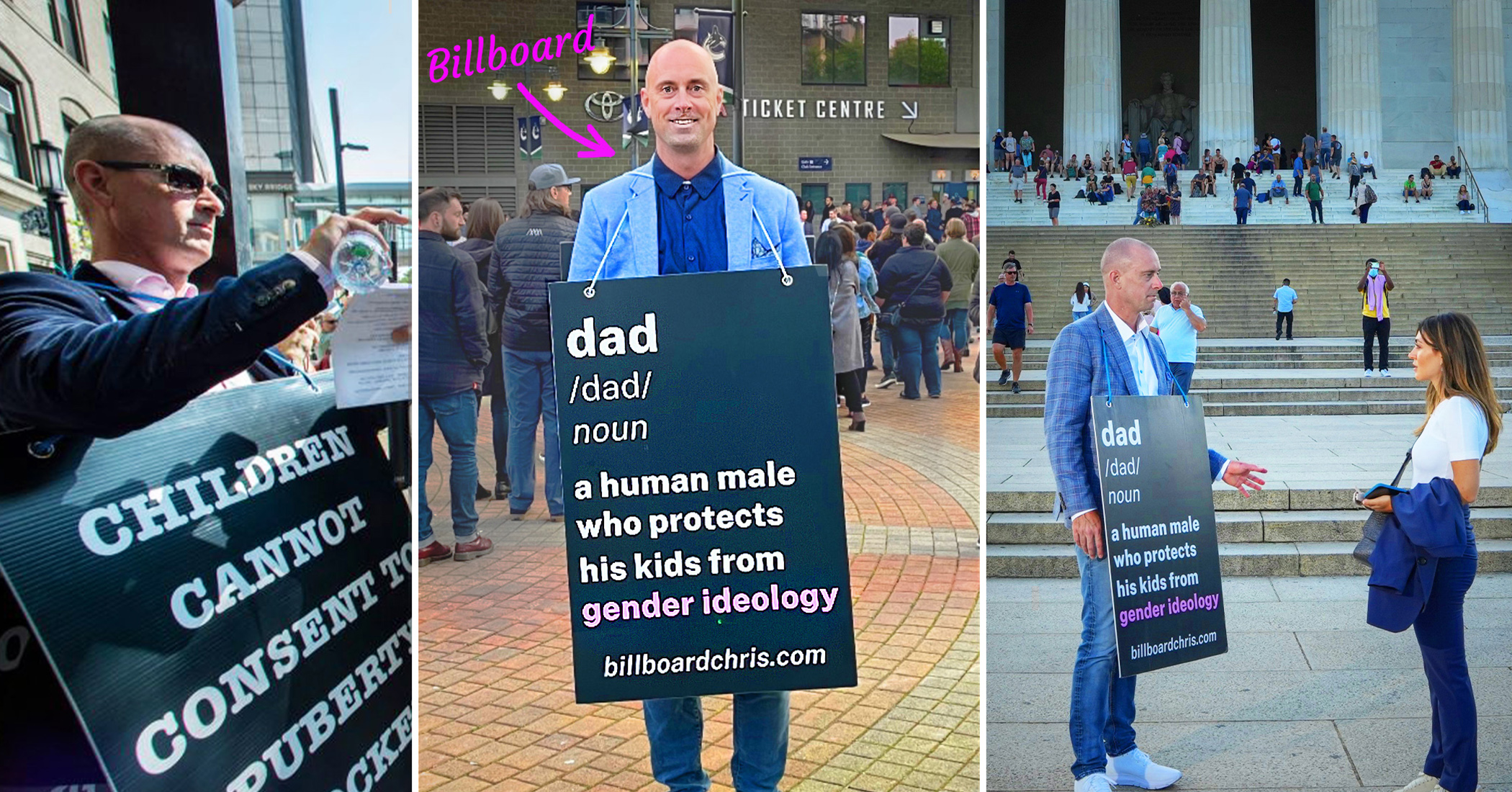 Vancouver Dad Becomes 'Human Billboard' to Protect Kids From Gender Transitioning, Puberty Blockers