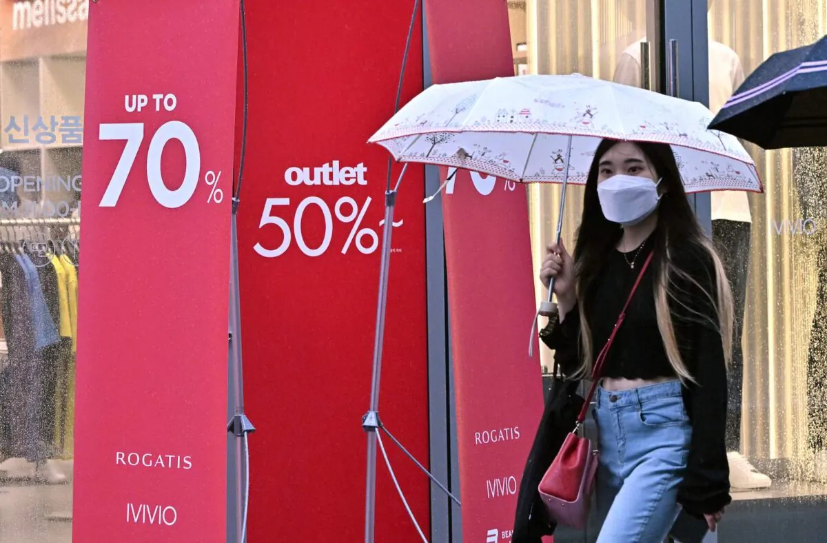 A shopping district in Seoul on July 13, 2022. South Korea's central bank delivered a historic half-point interest rate hike to tame fast-growing inflation. (Jung Yeon-je/AFP via Getty Images)