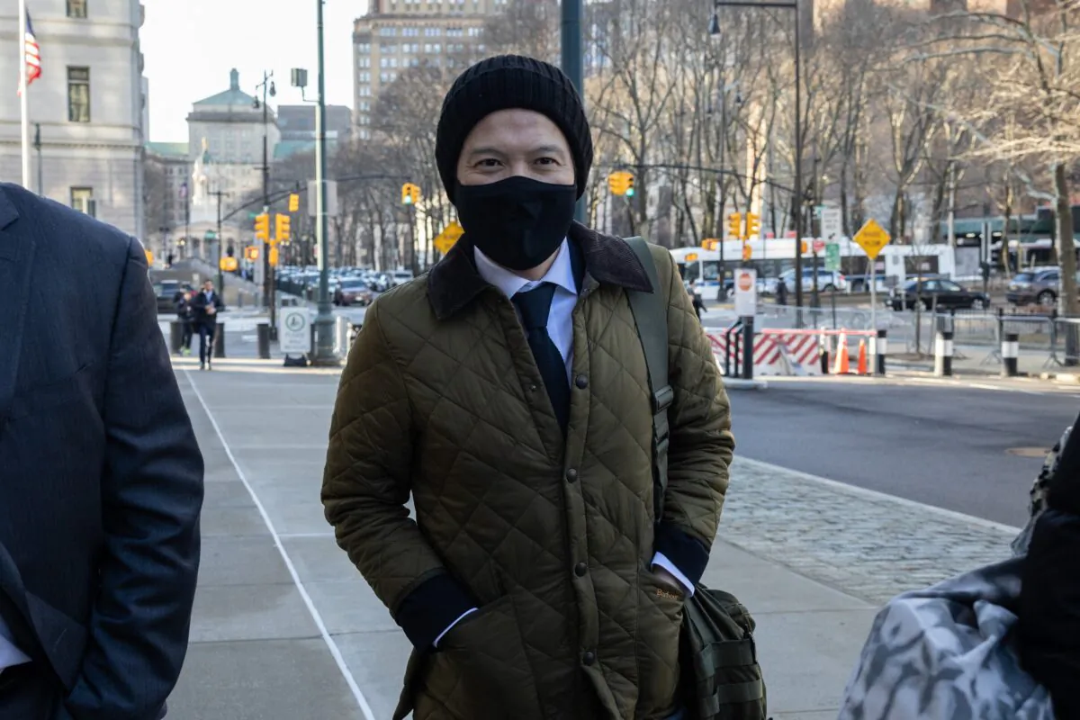 Former Goldman Sachs banker Roger Ng arrives at U.S. Federal Court in New York on Feb. 8, 2022. (Yuki Iwamura/AFP via Getty Images)