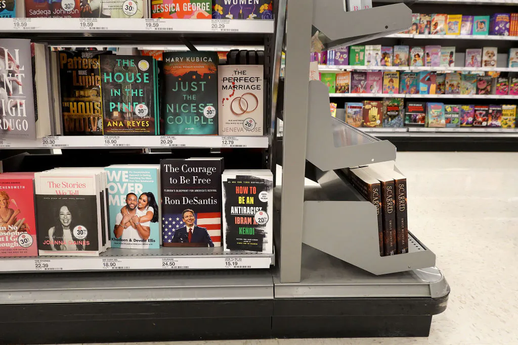 Florida Governor Ron DeSantis's book “The Courage to Be Free: Florida’s Blueprint for America’s Revival,” for sale on a store shelf on Feb. 28, 2023 in Titusville, Florida. (Joe Raedle/Getty Images)
