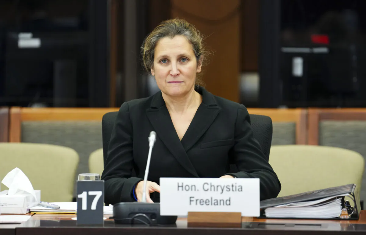 Minister of Finance Chrystia Freeland appears as a witness at a Senate committee in Ottawa on Dec. 7, 2022. (The Canadian Press/Sean Kilpatrick)