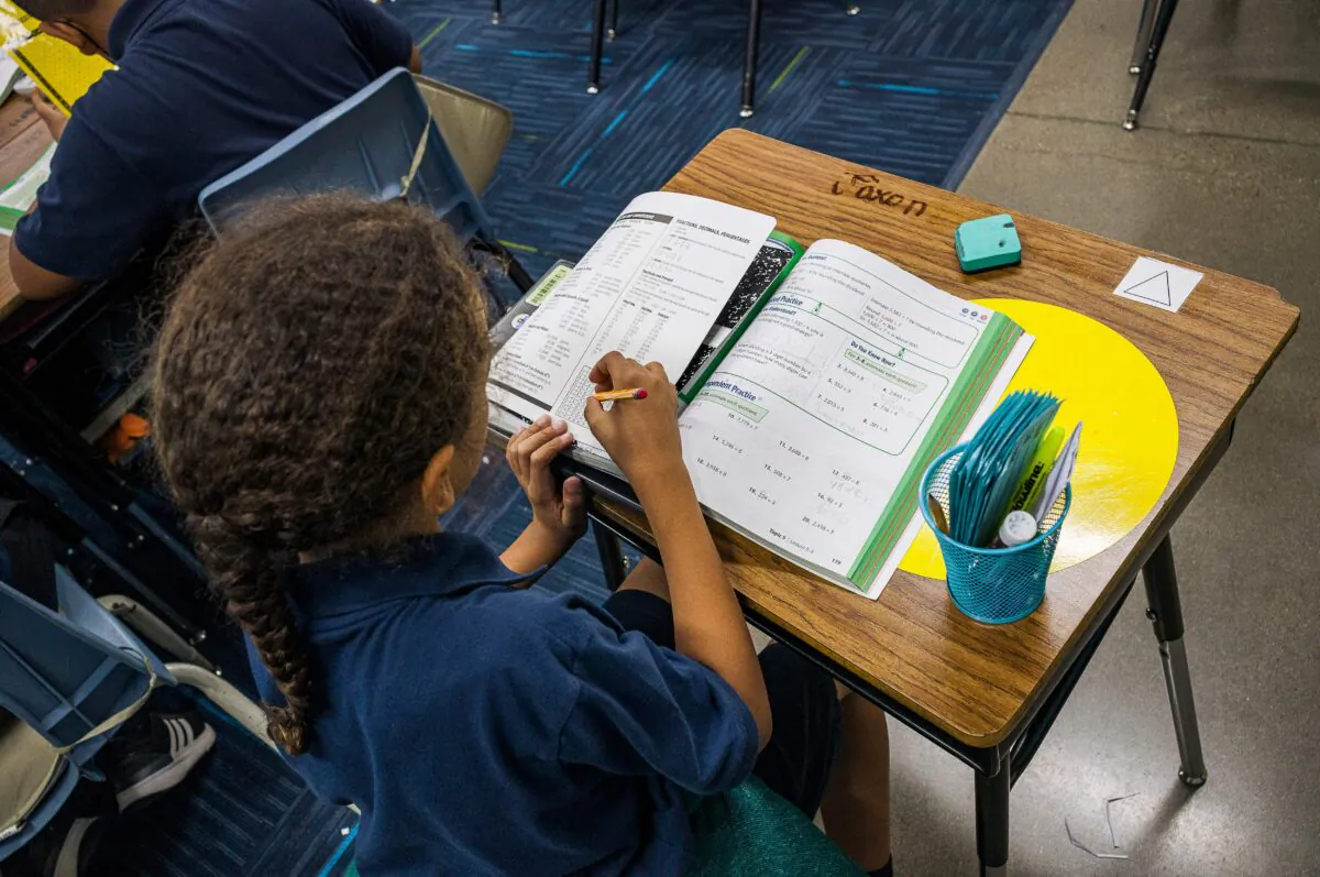 A student is seen in a classroom in Nevitt Elementary School, in Phoenix, Arizona, on Oct. 26, 2022. (Olivier Touron/AFP via Getty Images)