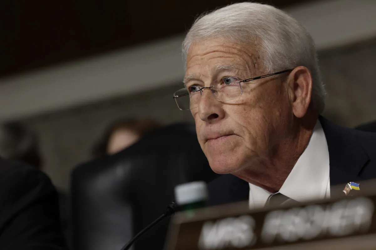 Ranking Member Roger Wicker (R-Miss.) speaks during a hearing with the Senate Armed Services Committee hearing on Capitol Hill on Feb. 15, 2023. (Anna Moneymaker/Getty Images)