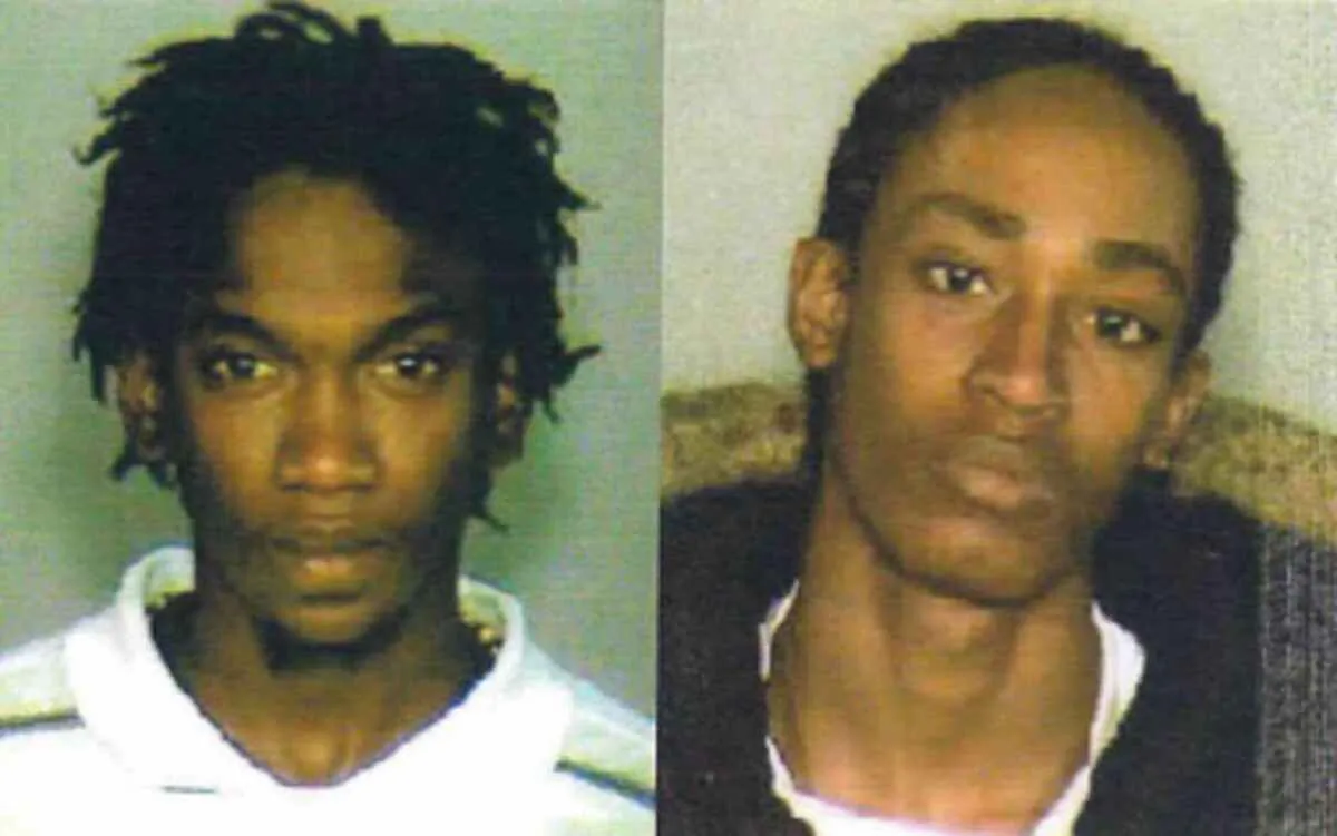 Sheldon Thomas (R) was arrested for a murder in 2004, after police showed a photo of a different Sheldon Thomas (L) to a witness to identify. (Brooklyn District Attorney's Office)