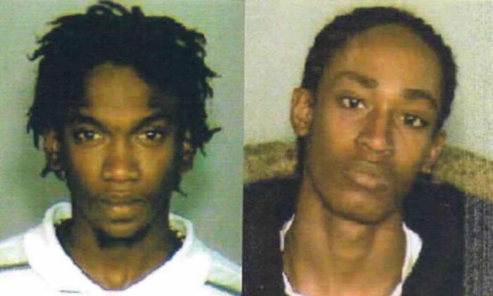 Sheldon Thomas (R) was arrested for a murder in 2004, after police showed a photo of a different Sheldon Thomas (L) to a witness to identify. (Brooklyn District Attorney's Office)