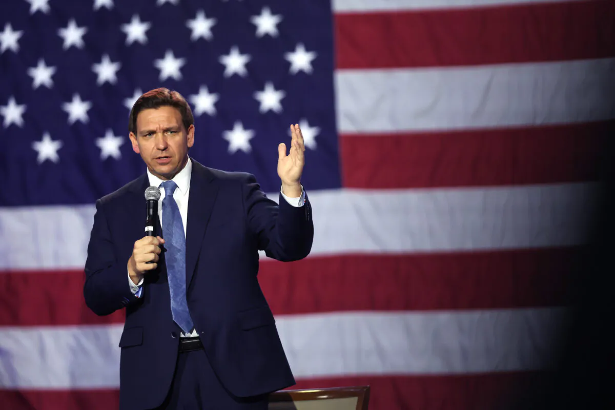 Florida Gov. Ron DeSantis speaks to Iowa voters in Des Moines, Iowa, on March 10, 2023. (Scott Olson/Getty Images)