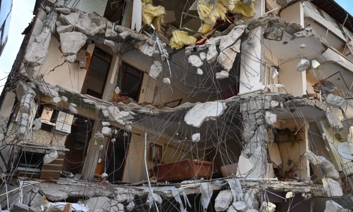 The inside of a collapsed building in Hatay, Turkey, on March 7, 2023, one month after a massive earthquake struck southeastern Turkey. (Ozan Kose/AFP via Getty Images)