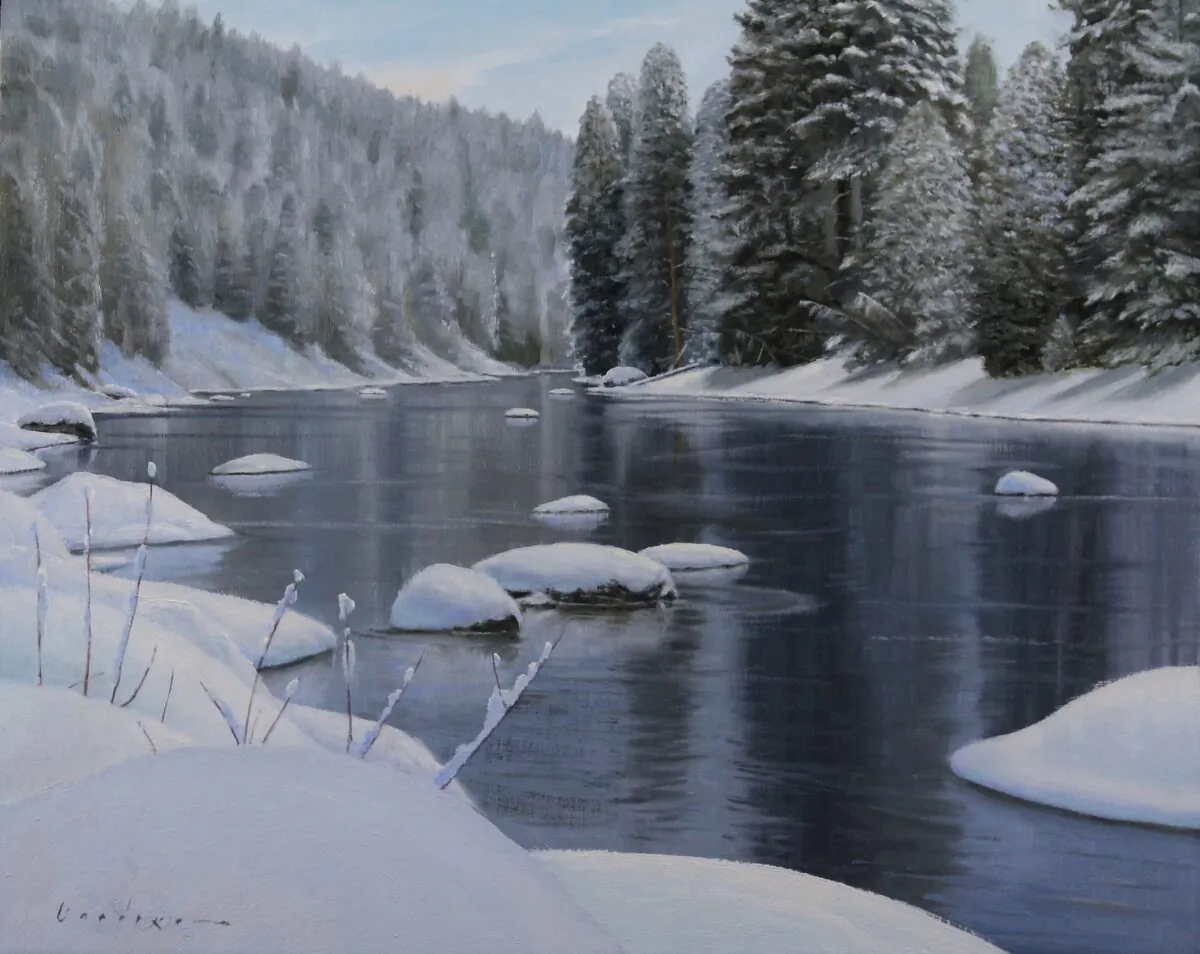 A detail of "Flowing Stillness," 2019, by Jake Gaedtke. Oil on canvas; 16 inches by 20 inches. (Jake Gaedtke)