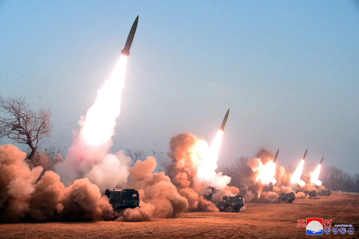 A fire assault drill at an undisclosed location in North Korea, in a photo released by North Korean state media Korean Central News Agency on March 10, 2023. (KCNA via Reuters)