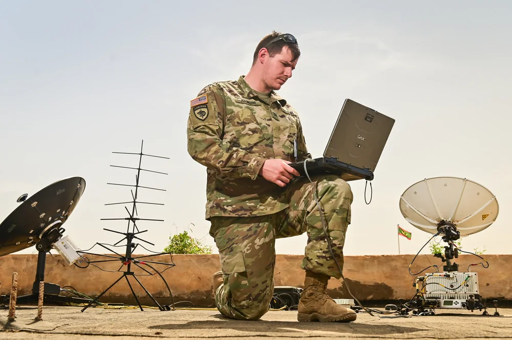 A U.S. soldier in Kaedi, Mauritania, on Feb. 19, 2020. (Photo by Sgt. 1st Class Caleb Barrieau, U.S. Africa Command)