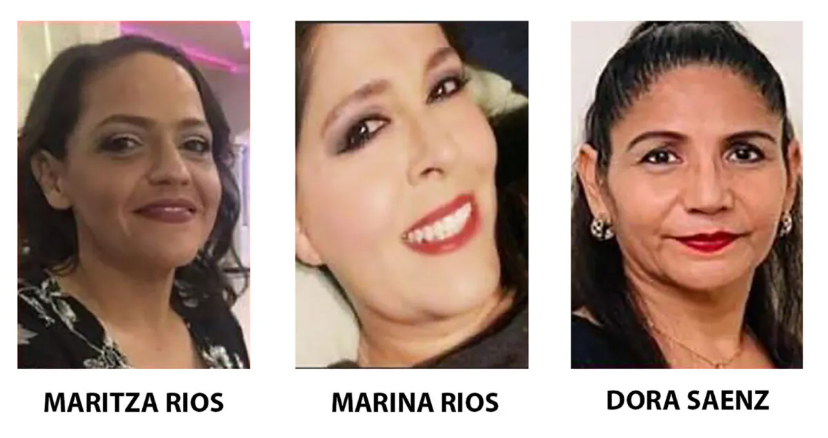 (L–R) Sisters Maritza Rios, 47, and Marina Rios, 48, and their friend, Dora Saenz, 53, in these undated photos. (Courtesy of Penitas Police Department via AP)