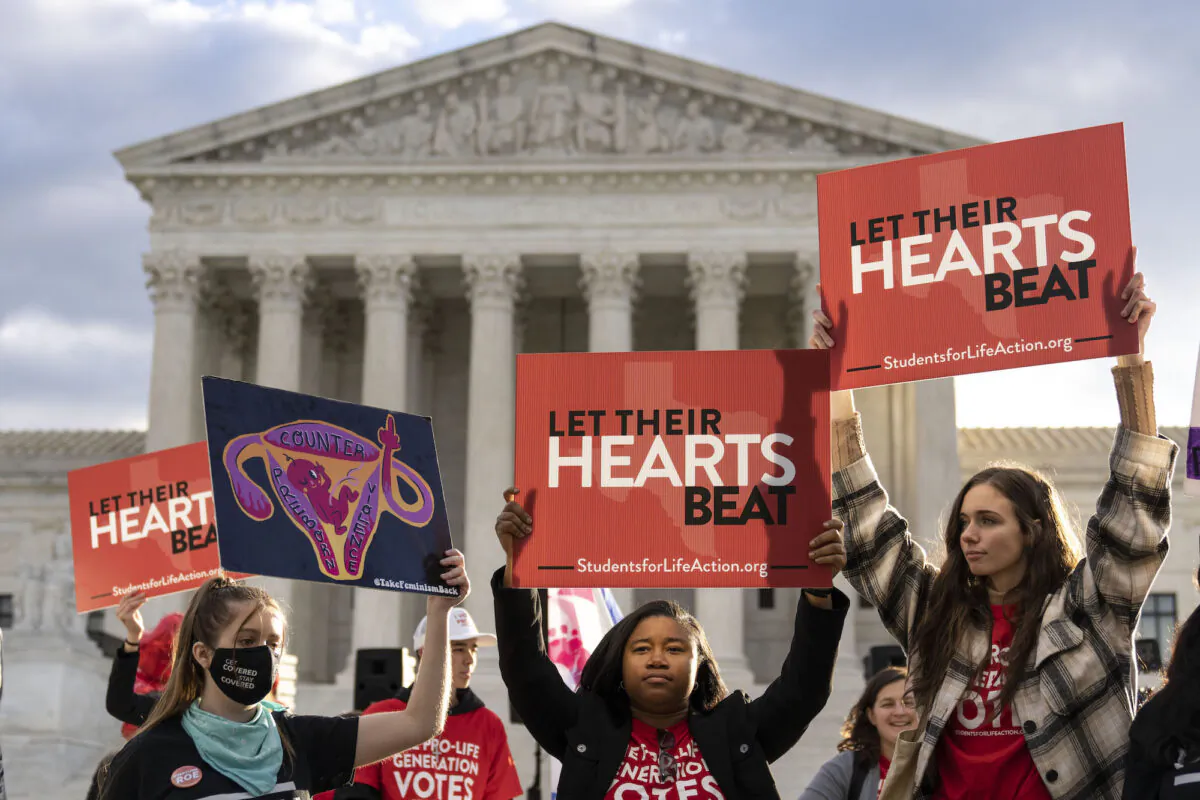 Pro-life demonstrators rally outside the U.S. Supreme Court in Washington on Nov. 1, 2021. (Drew Angerer/Getty Images)
