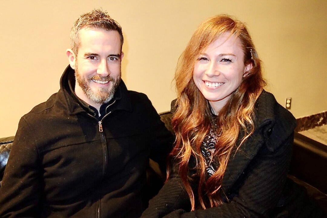 Adam Coady and Megan Wright attend a performance of Shen Yun Performing Arts at the Southern Alberta Jubilee Auditorium, in Calgary on March 10, 2023. (Lily Lu/The Epoch Times)