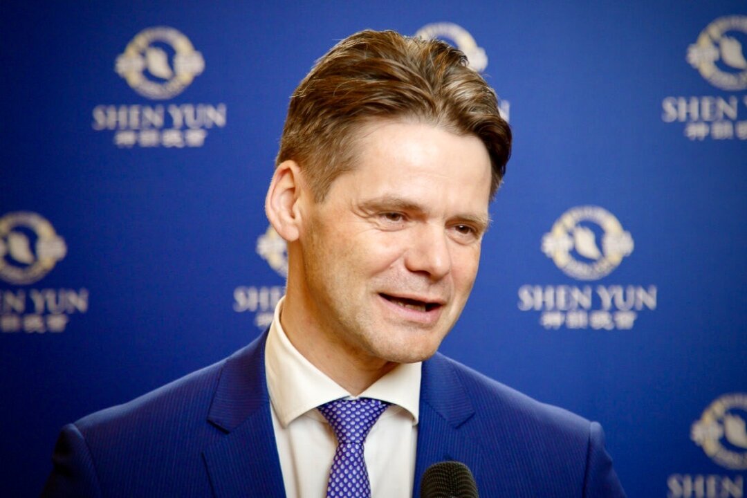 Jaromír Sladkovský enjoyed Shen Yun at the Congress Center, in Prague, the evening of March 10, 2023.  (Kamil Rakyta/The Epoch Times)