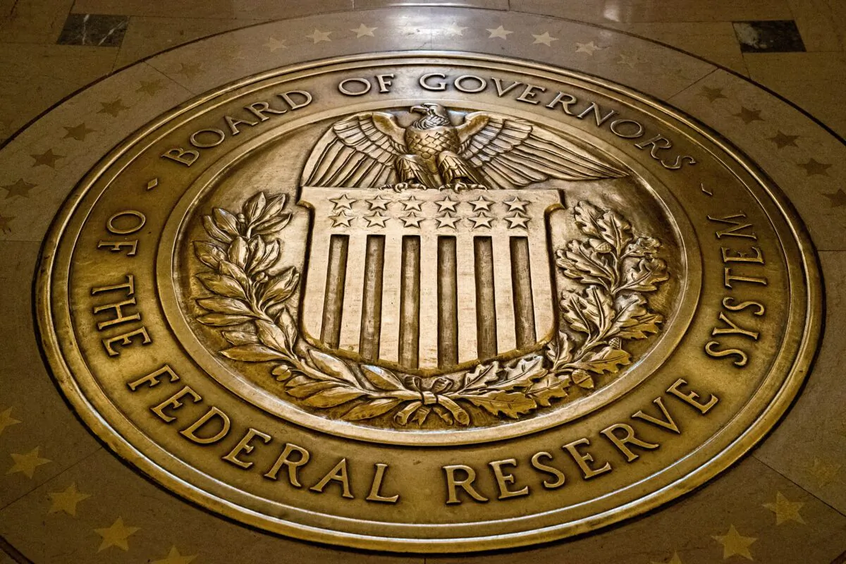 The seal of the Board of Governors of the United States Federal Reserve System is displayed in the ground at the Marriner S. Eccles Federal Reserve Board Building in Washington, D.C. (Andrew Harnik/AP)