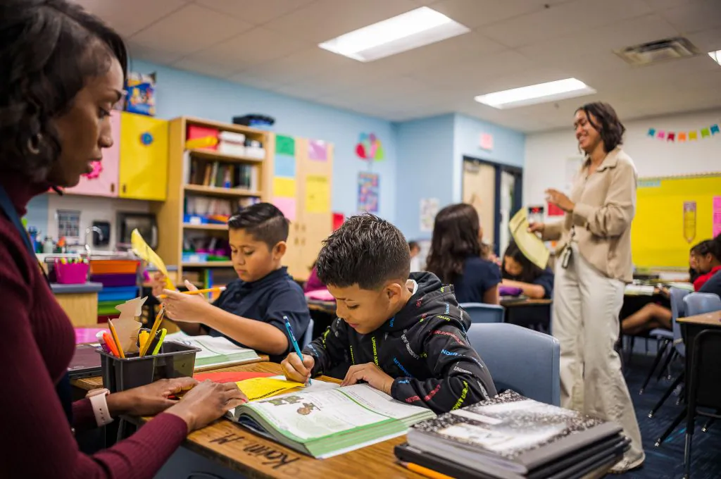 A classroom in Nevitt Elementary School, in Phoenix, Ariz., on Oct. 26, 2022. (Olivier Touron/AFP via Getty Images)
