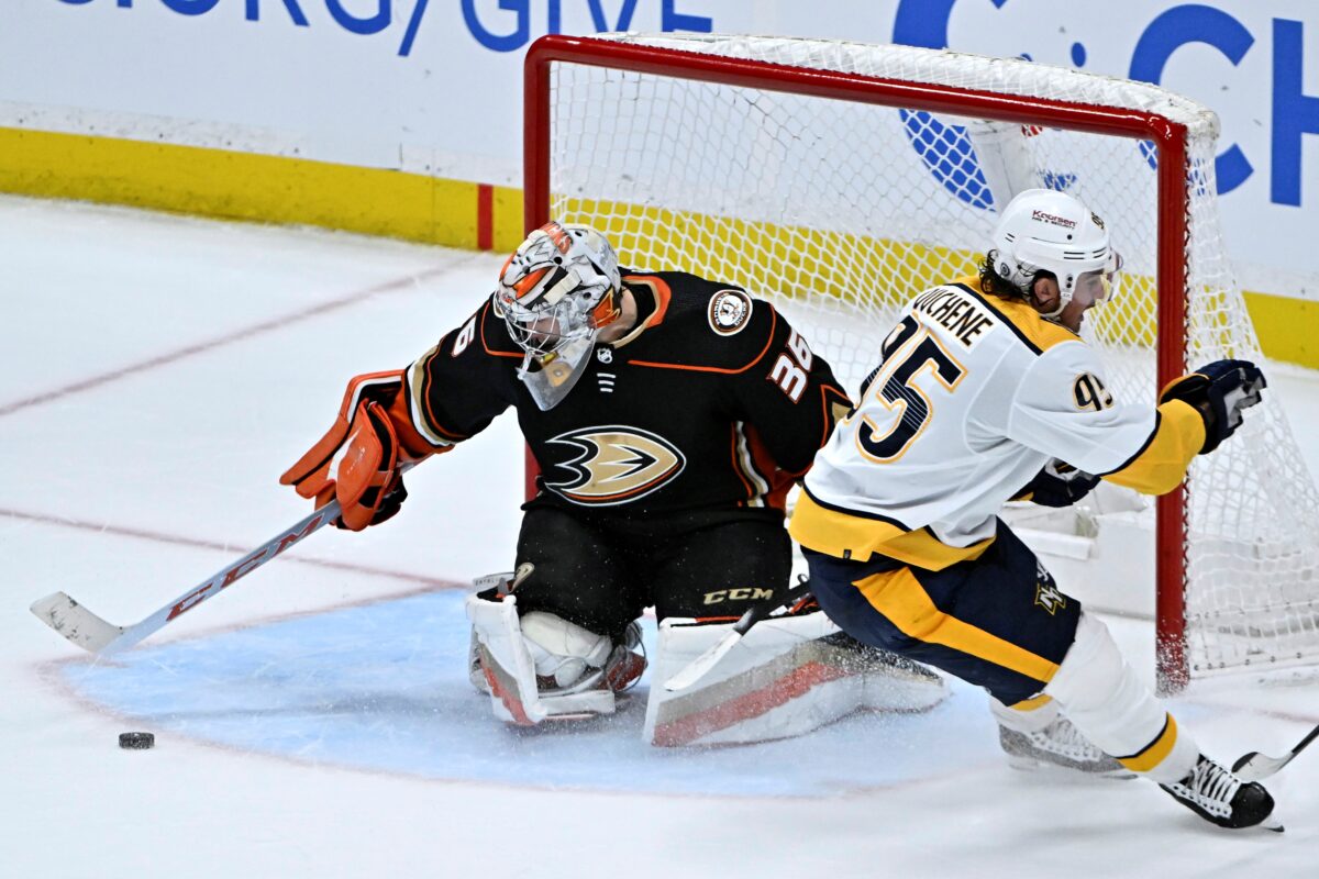 NextImg:Novak Scores 2nd Goal in OT, Predators Beat Ducks 5–4