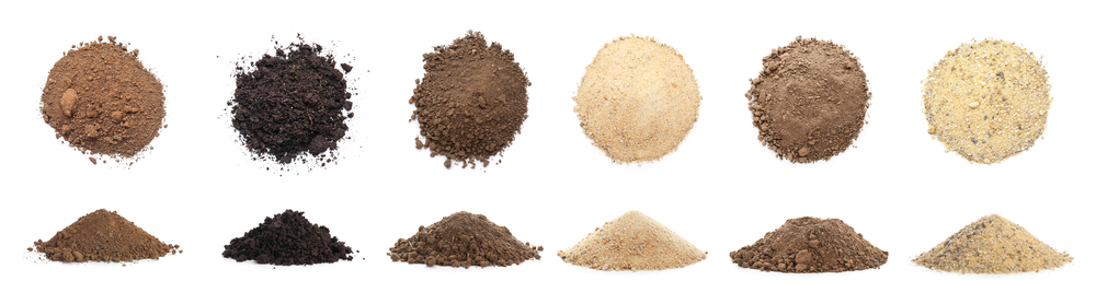 Many,Different,Types,Of,Soil,On,White,Background