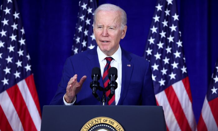 President Joe Biden delivers remarks at the Boys and Girls Club of West San Gabriel Valley in Monterey Park, Calif., on March 14, 2023. (Mario Tama/Getty Images)