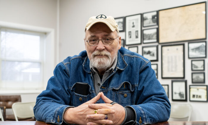 Bob Clouse at the village hall in Otisville, N.Y., on March 11, 2023. (Cara Ding/The Epoch Times)