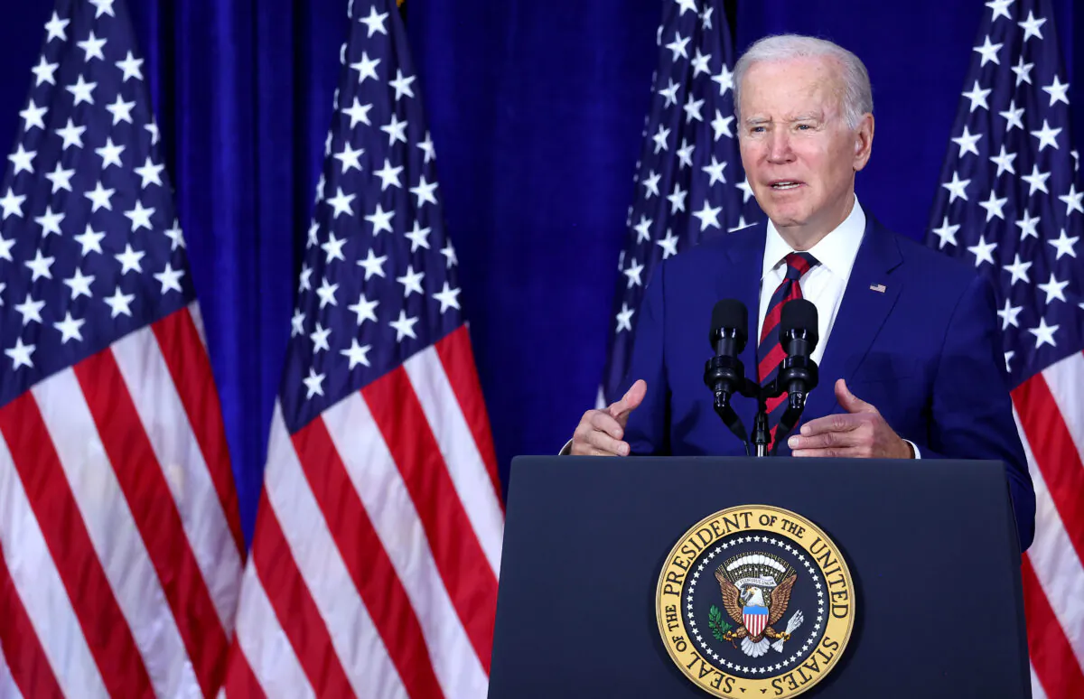 President Joe Biden delivers remarks at the Boys and Girls Club of West San Gabriel Valley in Monterey Park, Calif., on March 14, 2023. (Mario Tama/Getty Images)
